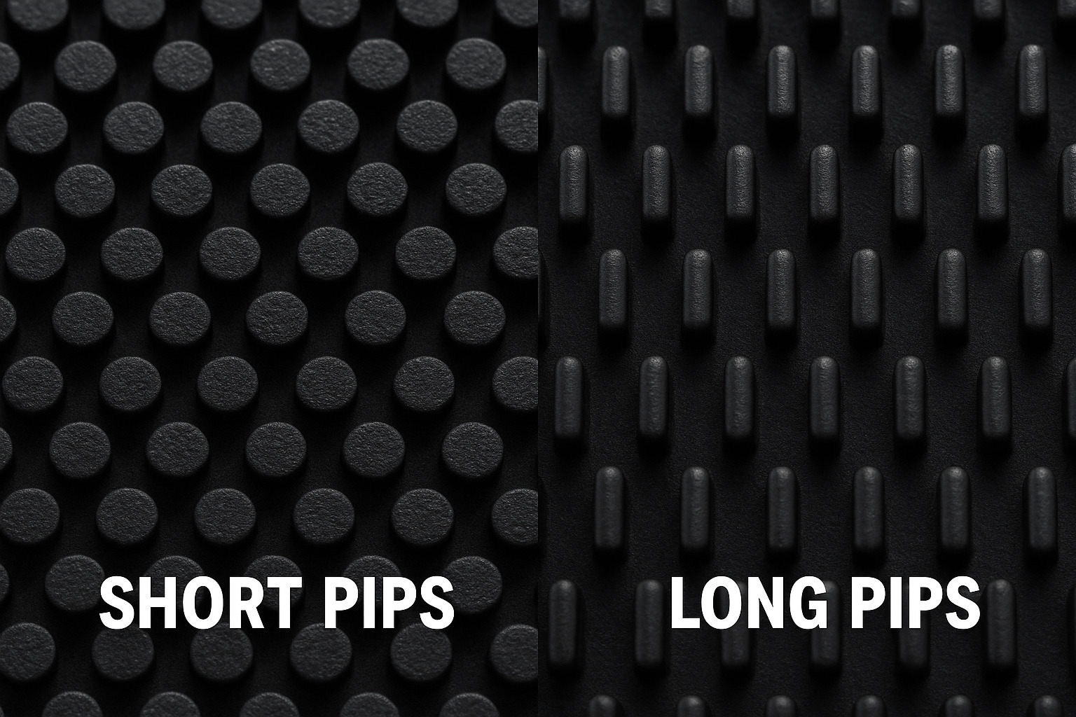 Comparação visual entre pinos curtos e longos
