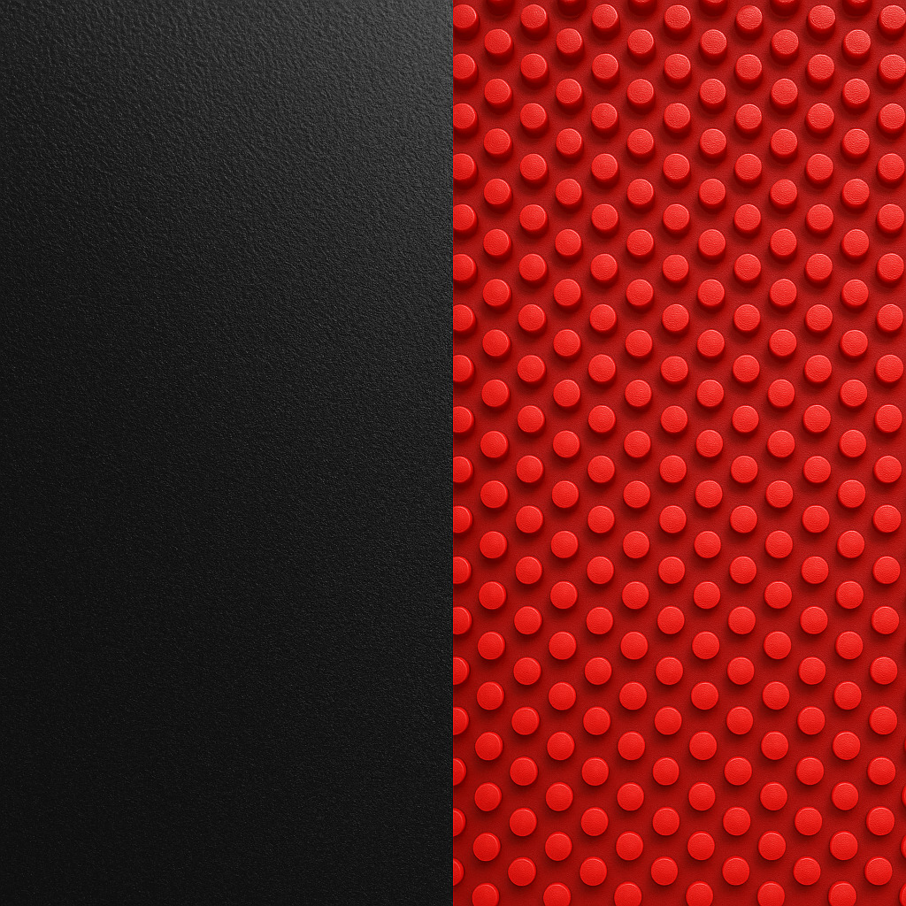 Comparação entre borracha de pinos curtos e longos